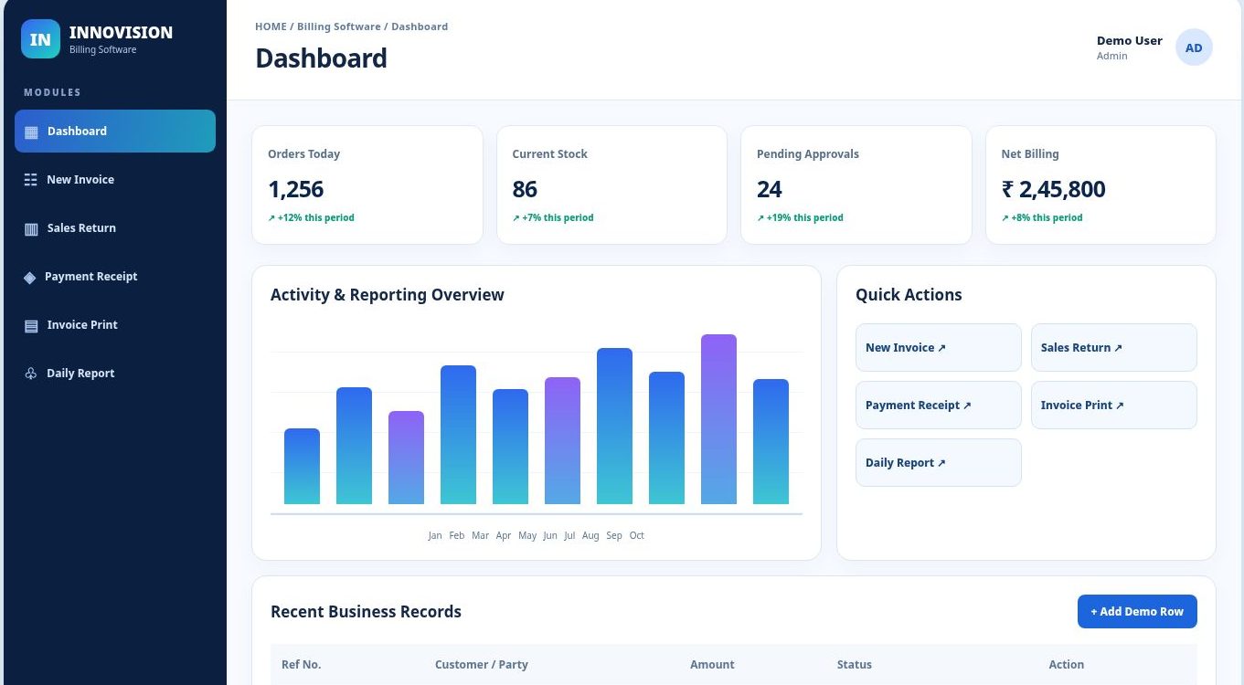 Billing Software dashboard preview