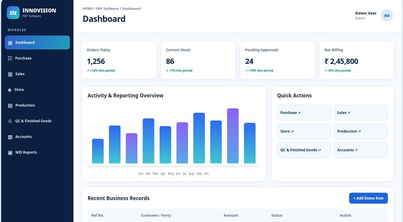 ERP Software dashboard preview