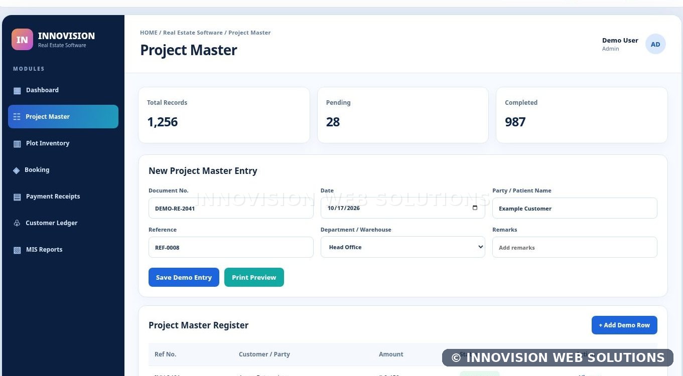 Real Estate Software dashboard