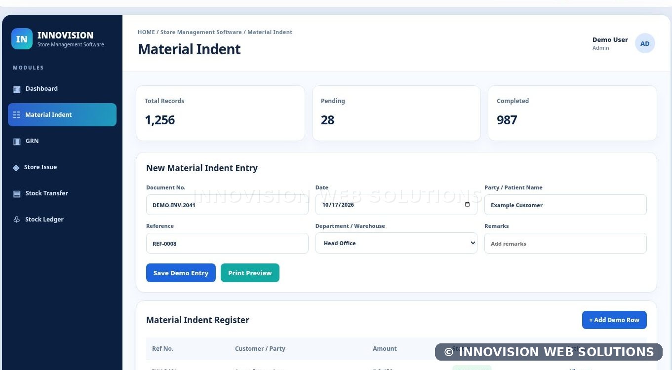 Store Management Software dashboard