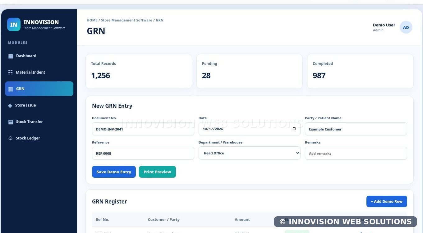 Store Management Software dashboard