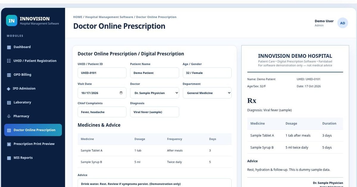 Digital prescription sample