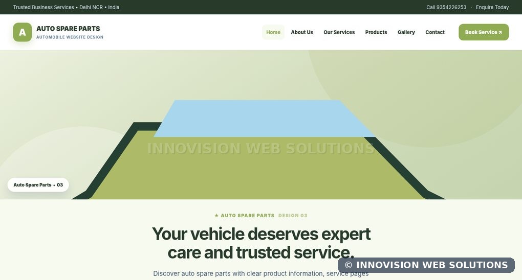 Auto Spare Parts responsive homepage design 03 for Automobile Website Design