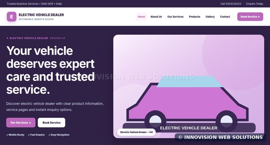 Electric Vehicle Dealer responsive homepage design 04 for Automobile Website Design