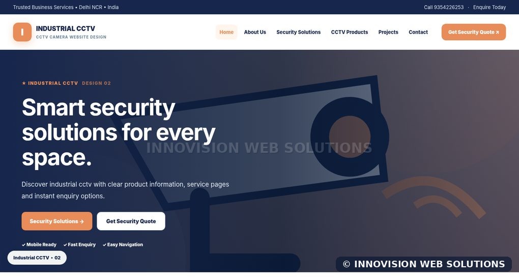 Industrial CCTV responsive homepage design 02 for CCTV Camera Website Design