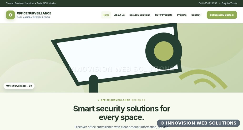 Office Surveillance responsive homepage design 03 for CCTV Camera Website Design