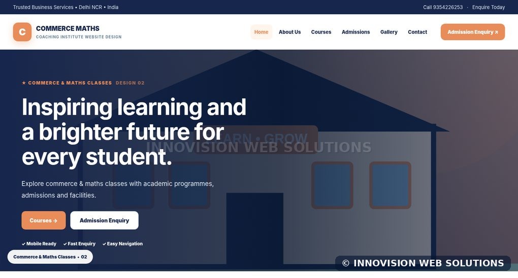 Commerce & Maths Classes responsive homepage design 02 for Coaching Institute Website Design