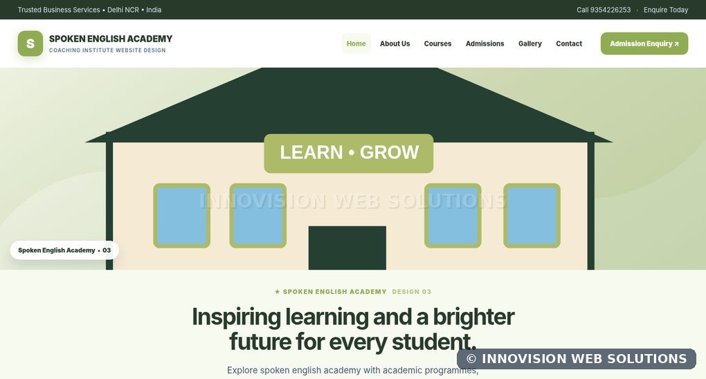 Spoken English Academy responsive homepage design 03 for Coaching Institute Website Design