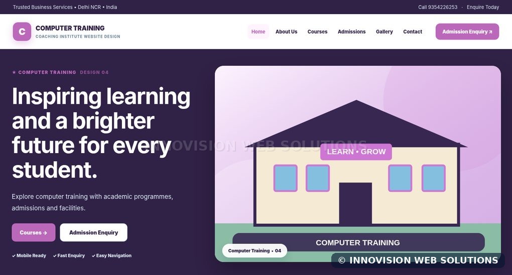 Computer Training responsive homepage design 04 for Coaching Institute Website Design