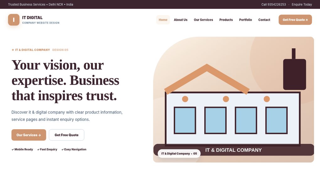 Preview screenshot of Company Website Design design 05, click to open interactive pages