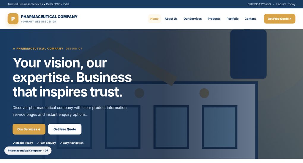 Preview screenshot of Company Website Design design 07, click to open interactive pages