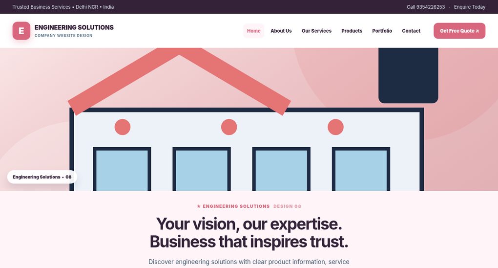 Preview screenshot of Company Website Design design 08, click to open interactive pages