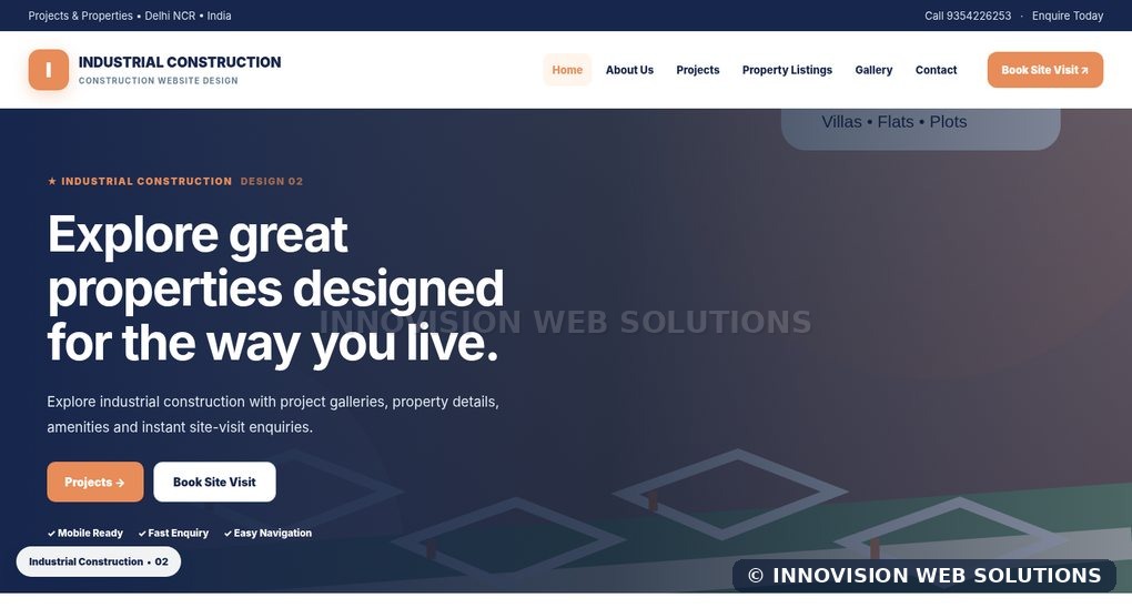 Industrial Construction responsive homepage design 02 for Construction Website Design
