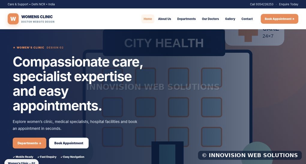 Women’s Clinic responsive homepage design 02 for Doctor Website Design