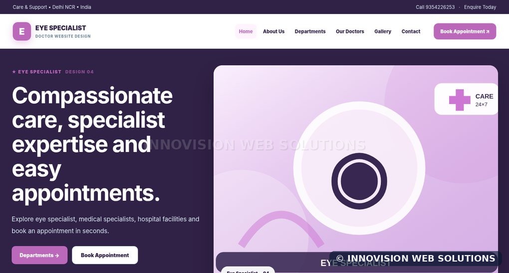 Eye Specialist responsive homepage design 04 for Doctor Website Design