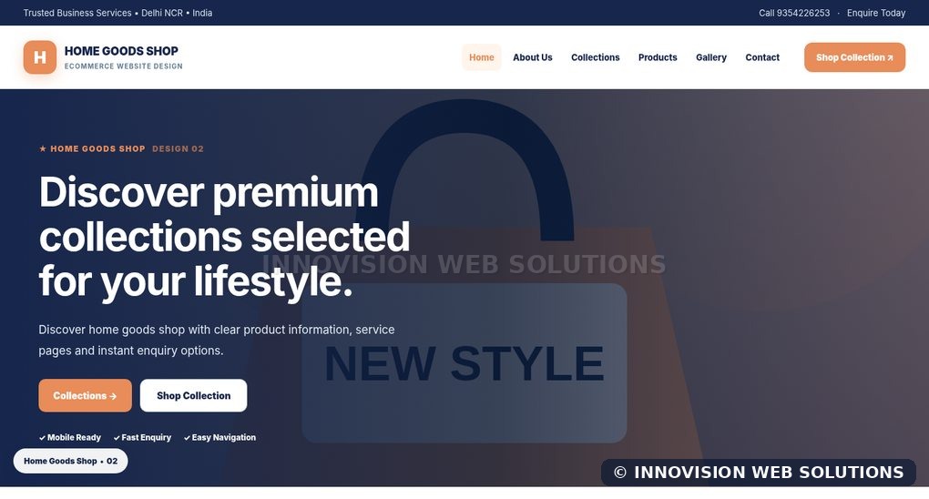 Home Goods Shop responsive homepage design 02 for Ecommerce Website Design