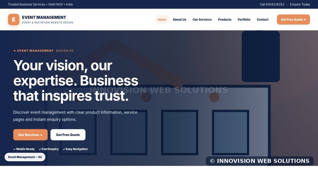 Event Management responsive homepage design 02 for Event & Invitation Website Design