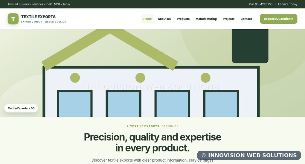 Textile Exports responsive homepage design 03 for Export / Import Website Design