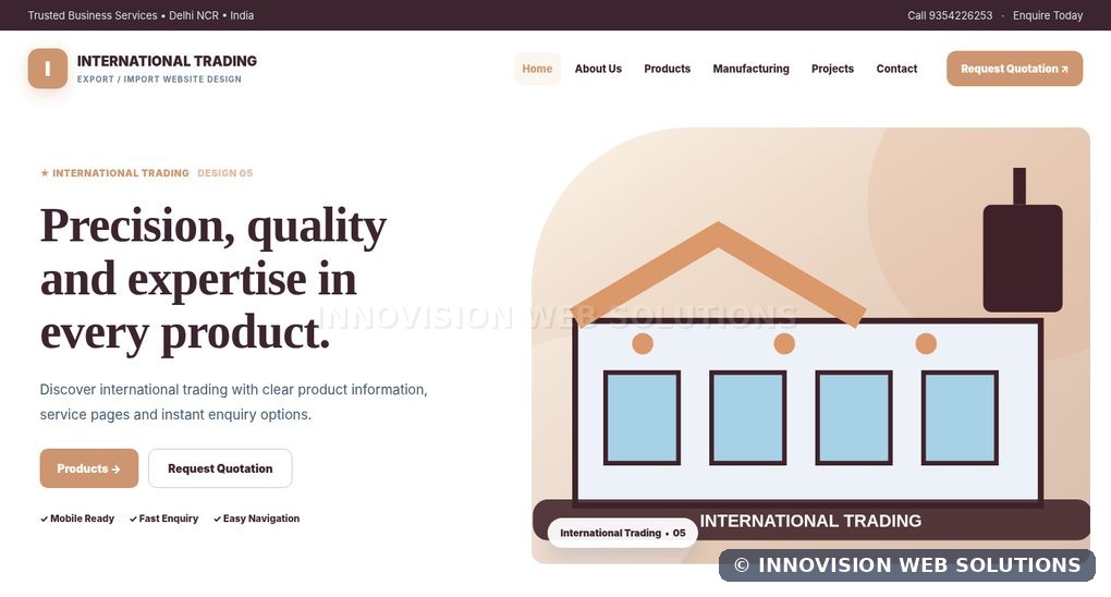 International Trading responsive homepage design 05 for Export / Import Website Design