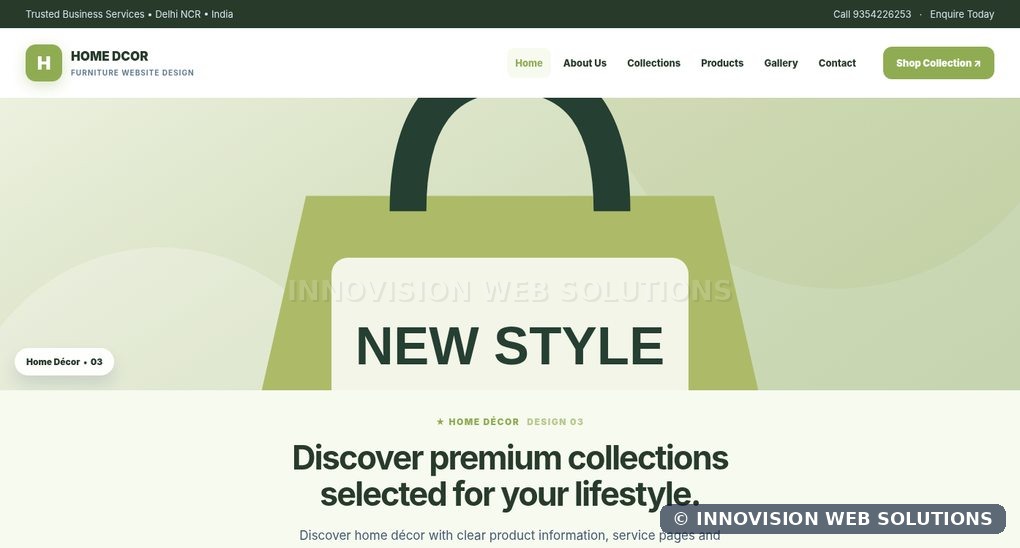 Home Décor responsive homepage design 03 for Furniture Website Design