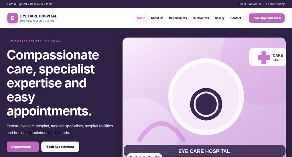 Preview screenshot of Hospital Website Design design 04, click to open interactive pages