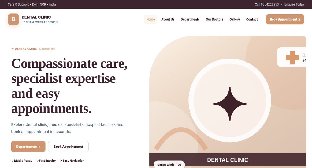 Preview screenshot of Hospital Website Design design 05, click to open interactive pages