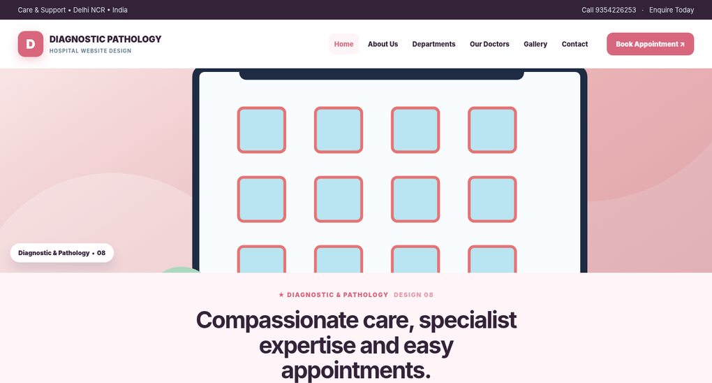 Preview screenshot of Hospital Website Design design 08, click to open interactive pages