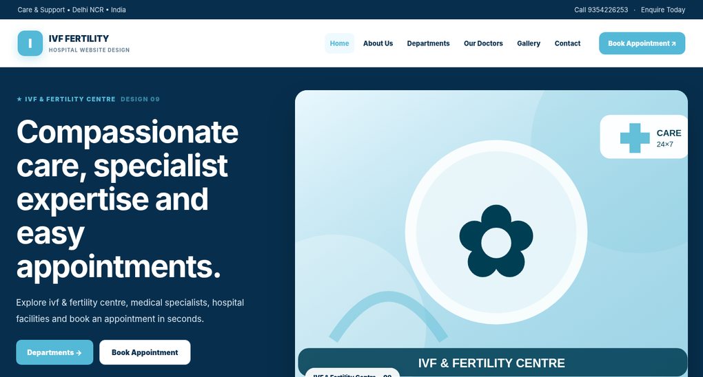 Preview screenshot of Hospital Website Design design 09, click to open interactive pages