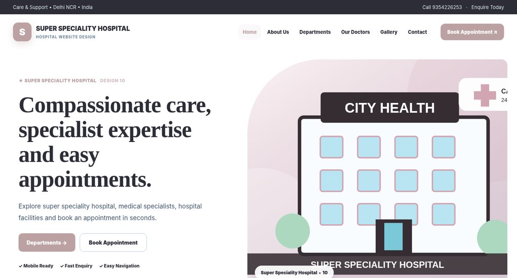 Preview screenshot of Hospital Website Design design 10, click to open interactive pages