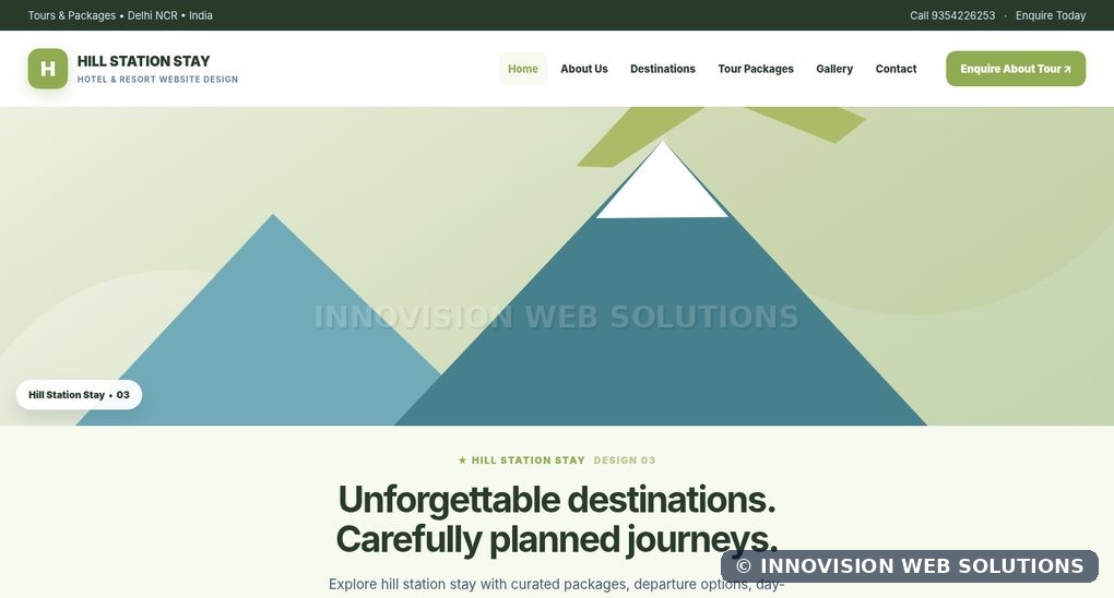 Hill Station Stay responsive homepage design 03 for Hotel & Resort Website Design