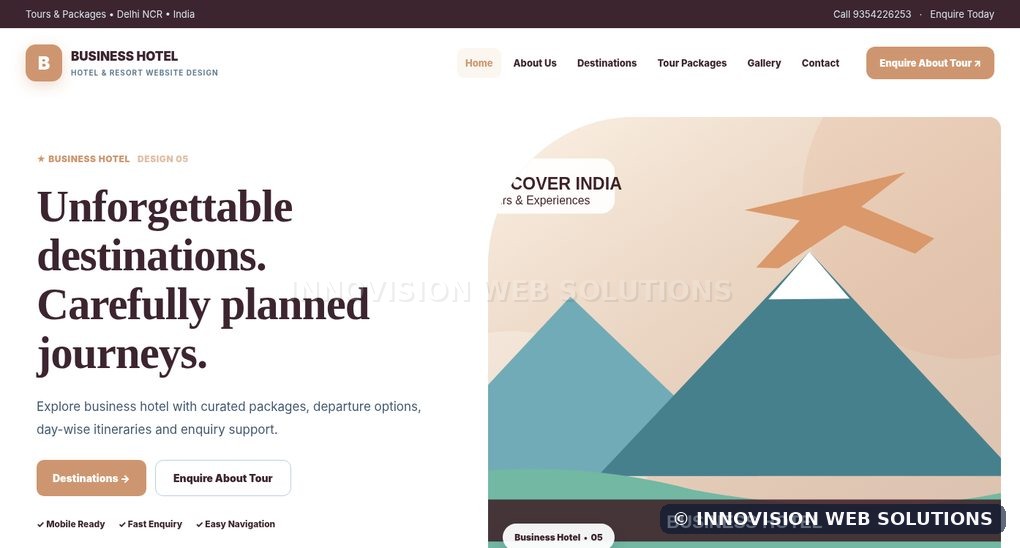 Business Hotel responsive homepage design 05 for Hotel & Resort Website Design