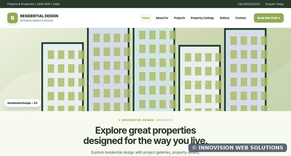 Residential Design responsive homepage design 03 for Interior Website Design