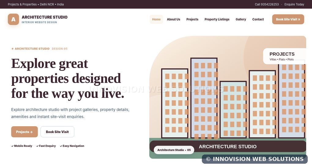Architecture Studio responsive homepage design 05 for Interior Website Design