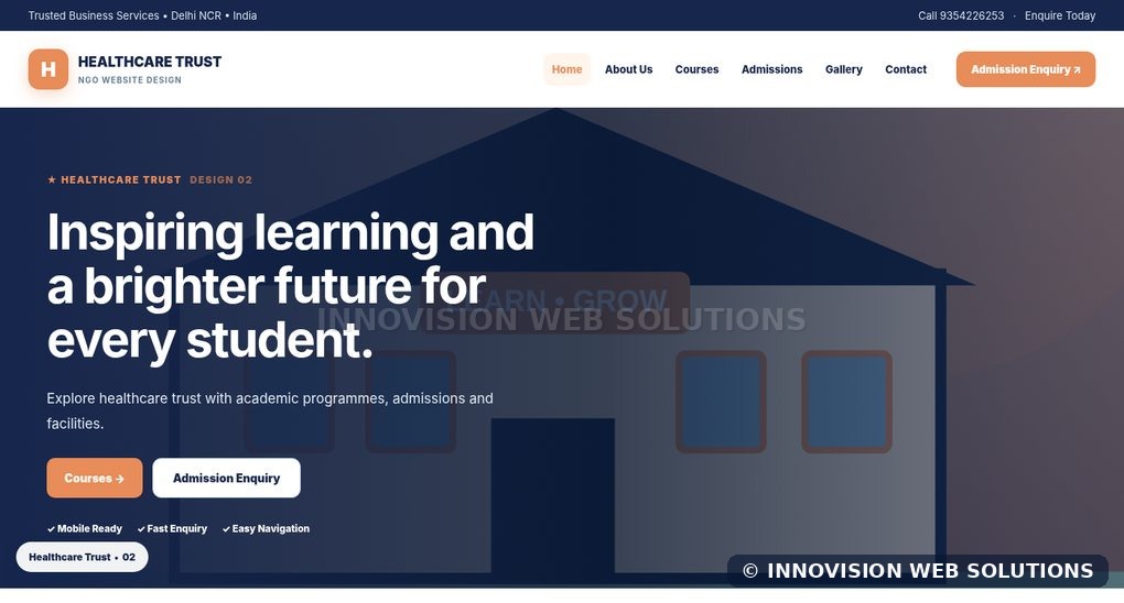 Healthcare Trust responsive homepage design 02 for NGO Website Design