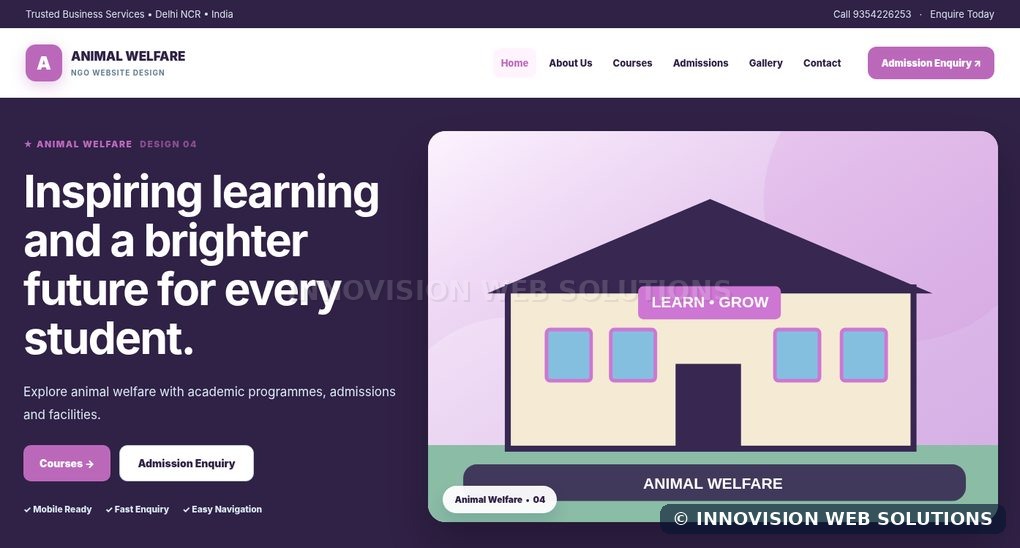 Animal Welfare responsive homepage design 04 for NGO Website Design