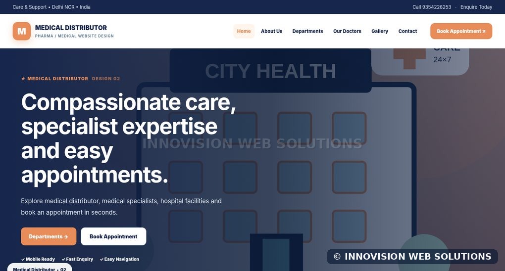 Medical Distributor responsive homepage design 02 for Pharma / Medical Website Design