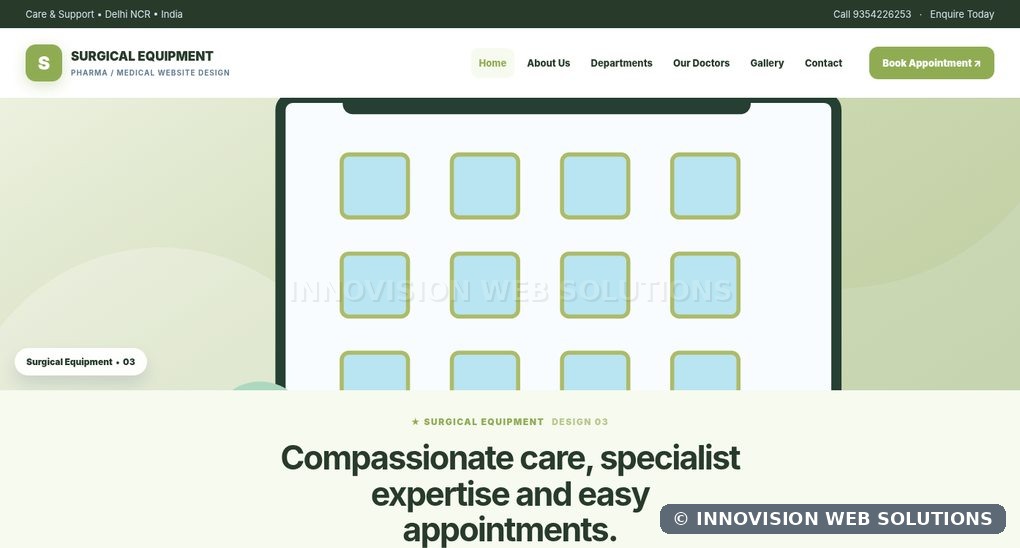 Surgical Equipment responsive homepage design 03 for Pharma / Medical Website Design