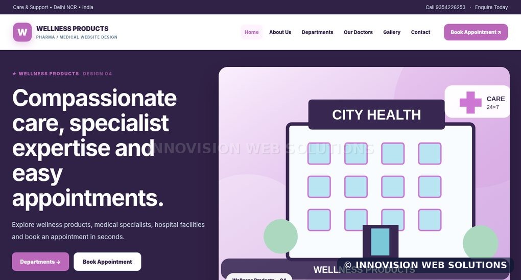 Wellness Products responsive homepage design 04 for Pharma / Medical Website Design