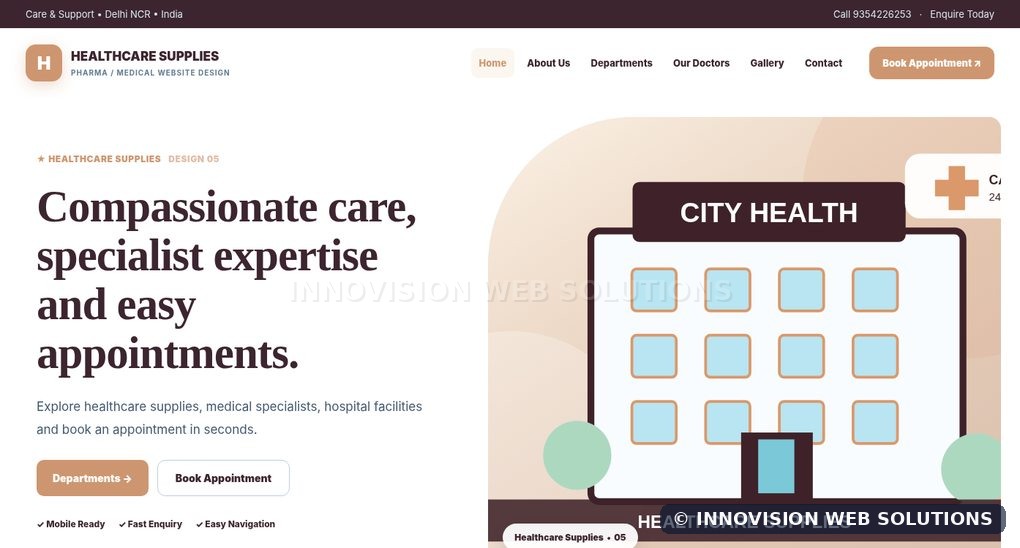 Healthcare Supplies responsive homepage design 05 for Pharma / Medical Website Design