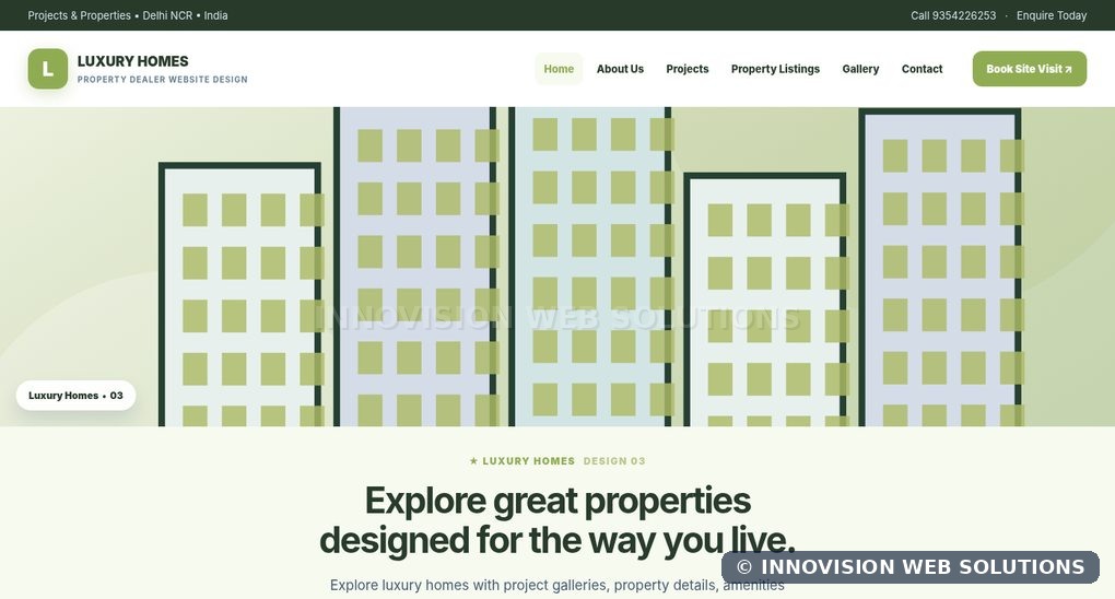 Luxury Homes responsive homepage design 03 for Property Dealer Website Design