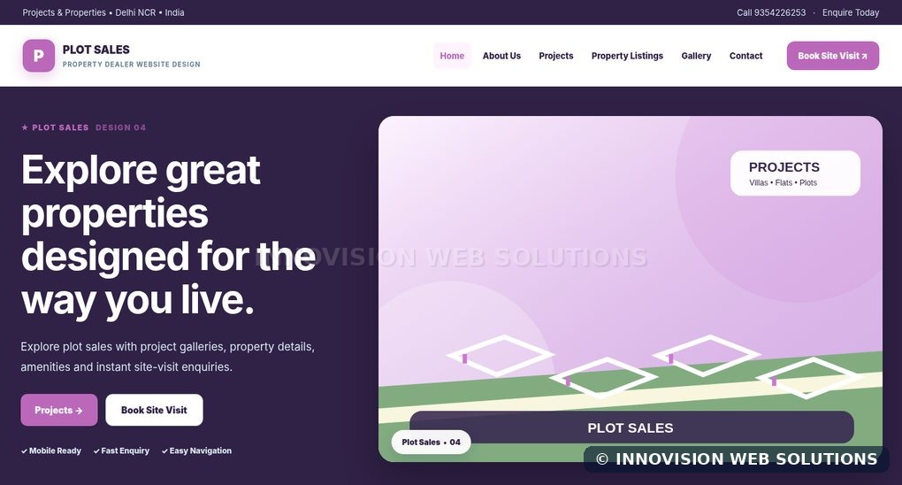 Plot Sales responsive homepage design 04 for Property Dealer Website Design