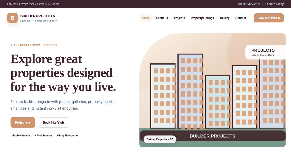 Preview screenshot of Real Estate Website Design design 05, click to open interactive pages
