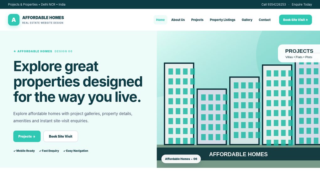 Preview screenshot of Real Estate Website Design design 06, click to open interactive pages