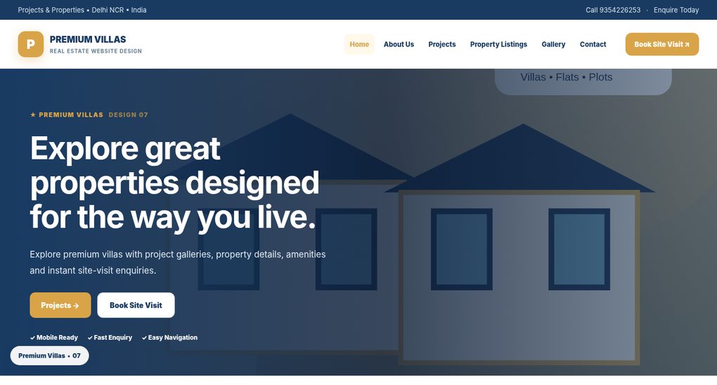 Preview screenshot of Real Estate Website Design design 07, click to open interactive pages