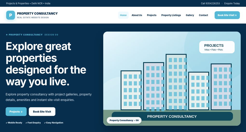 Preview screenshot of Real Estate Website Design design 09, click to open interactive pages