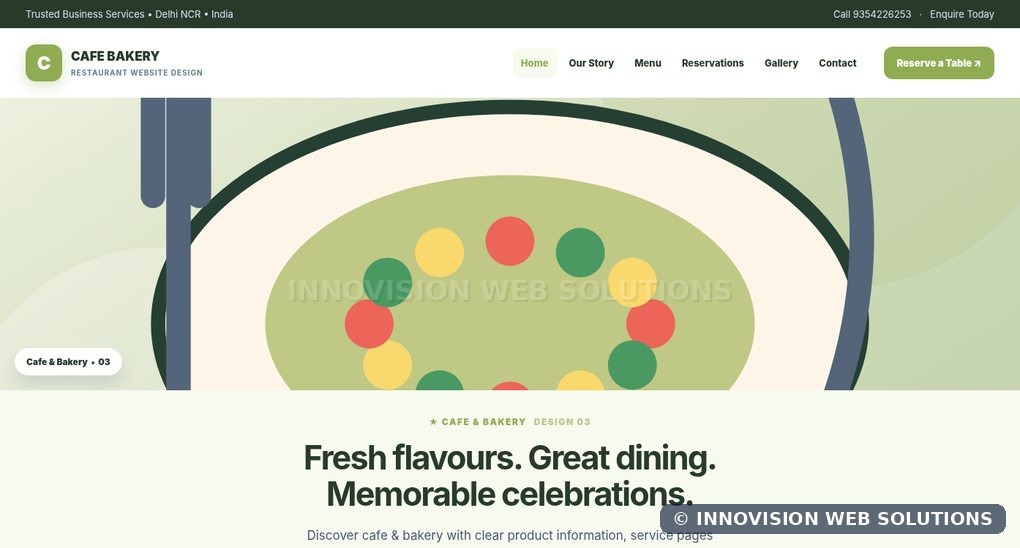 Cafe & Bakery responsive homepage design 03 for Restaurant Website Design