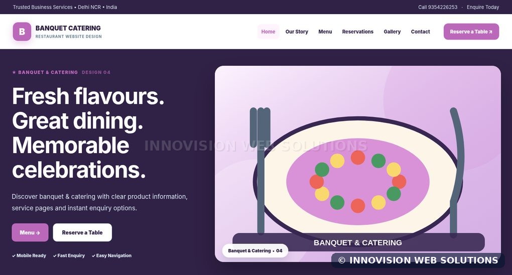 Banquet & Catering responsive homepage design 04 for Restaurant Website Design