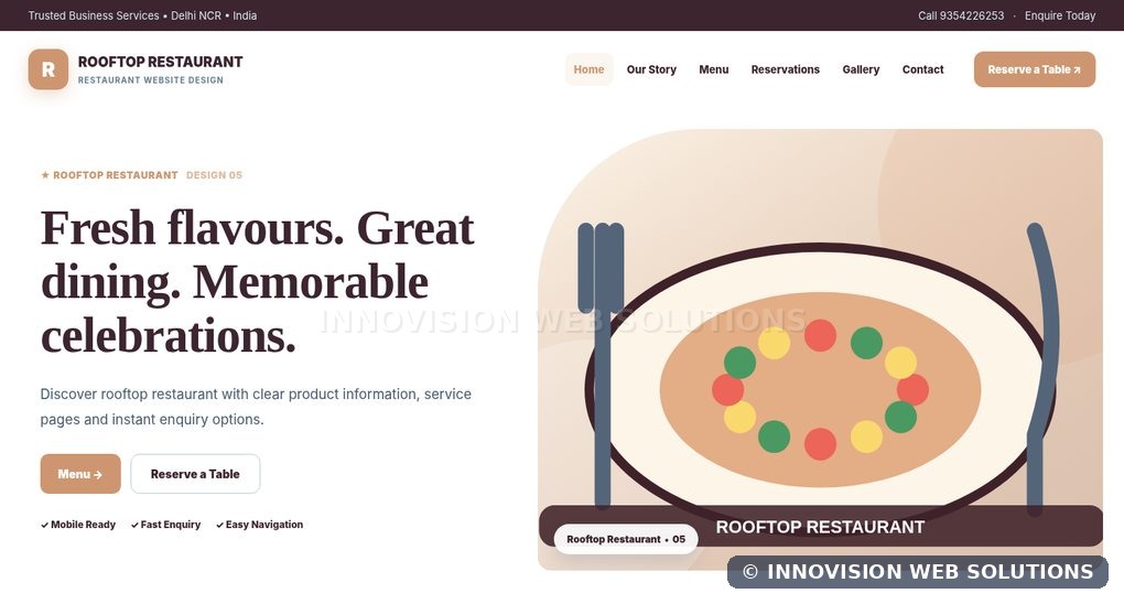 Rooftop Restaurant responsive homepage design 05 for Restaurant Website Design