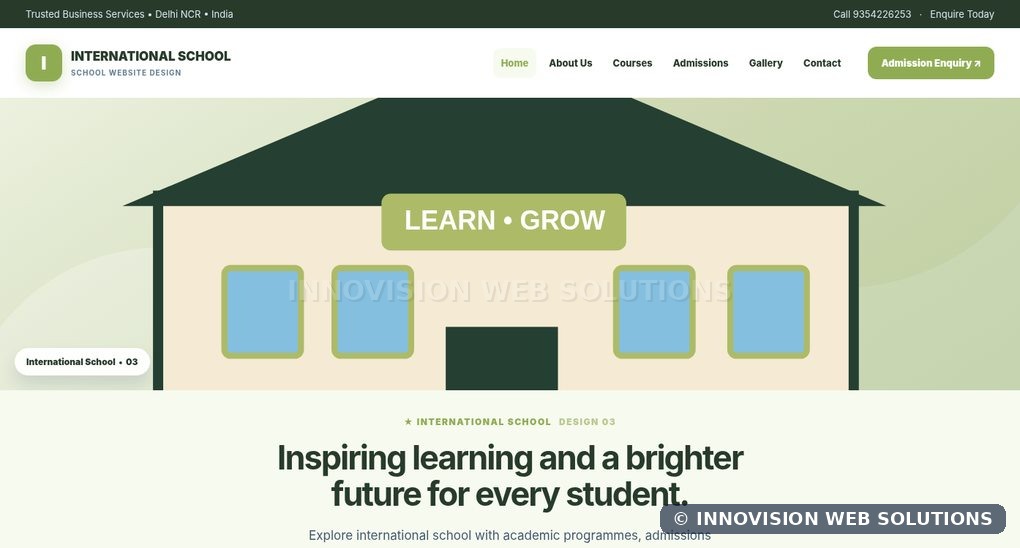International School responsive homepage design 03 for School Website Design