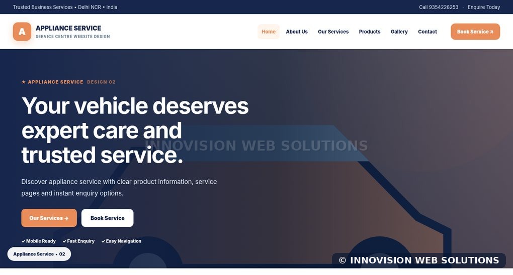Appliance Service responsive homepage design 02 for Service Centre Website Design